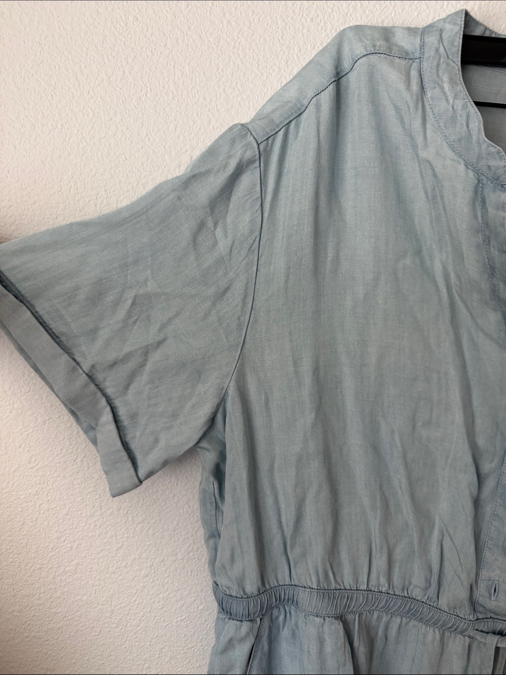 Caslon Light Blue Button-Front Drawstring romper - Picture 2 of 9